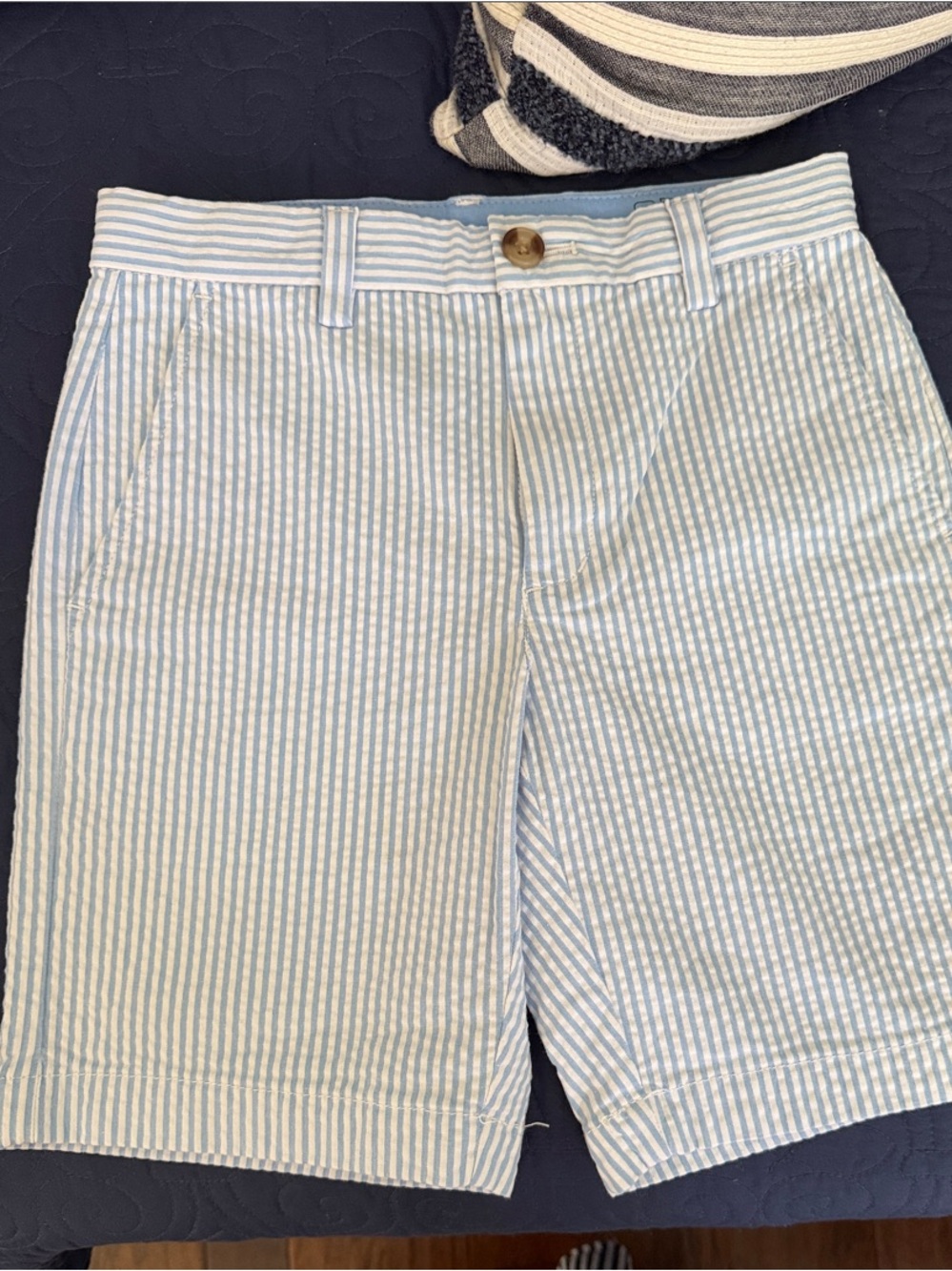 Boys vineyard vines Blue and White Striped Seersucker Shorts
